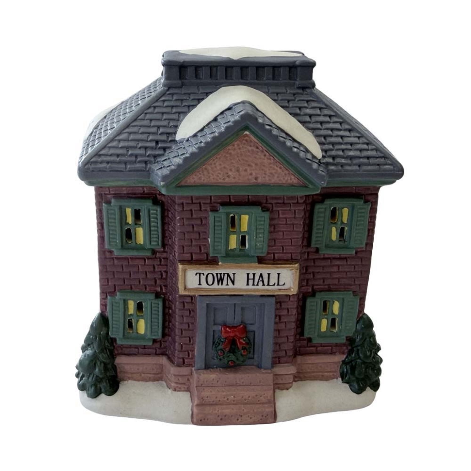 Porcelain Town Hall Mini Christmas Village Building, Multicolor, 4", by Holiday Time