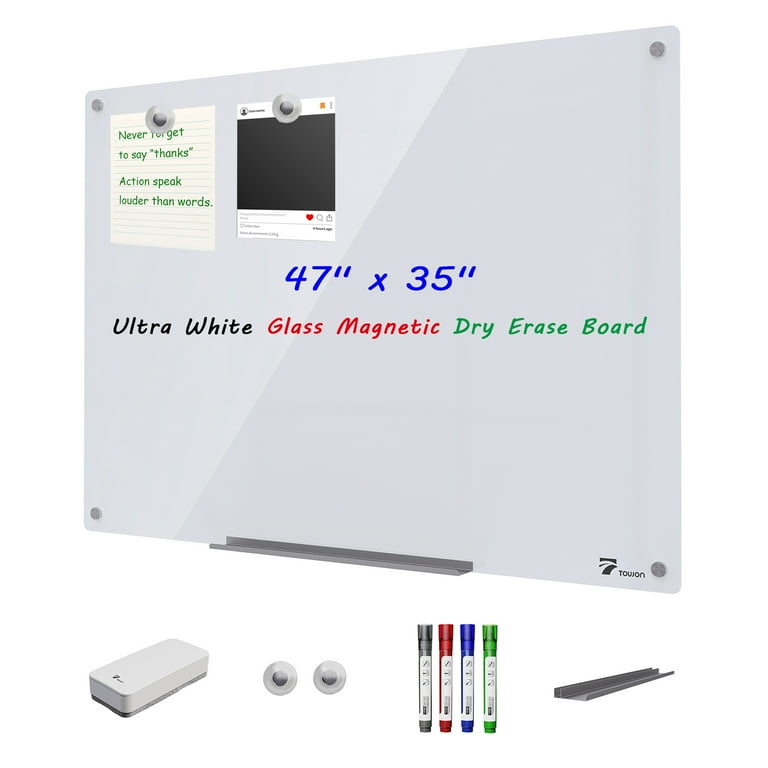 Quartet Glass Whiteboard, Magnetic Dry Erase White Board, 4' x 3
