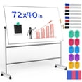 thumbnail image 1 of Magnetic Mobile Whiteboard - 72"x40" Extra Large Height Adjustable Double-Sided Dry Erase Board on Wheels, 360° Rolling Office White Board Pizarra - Sliver, 1 of 11