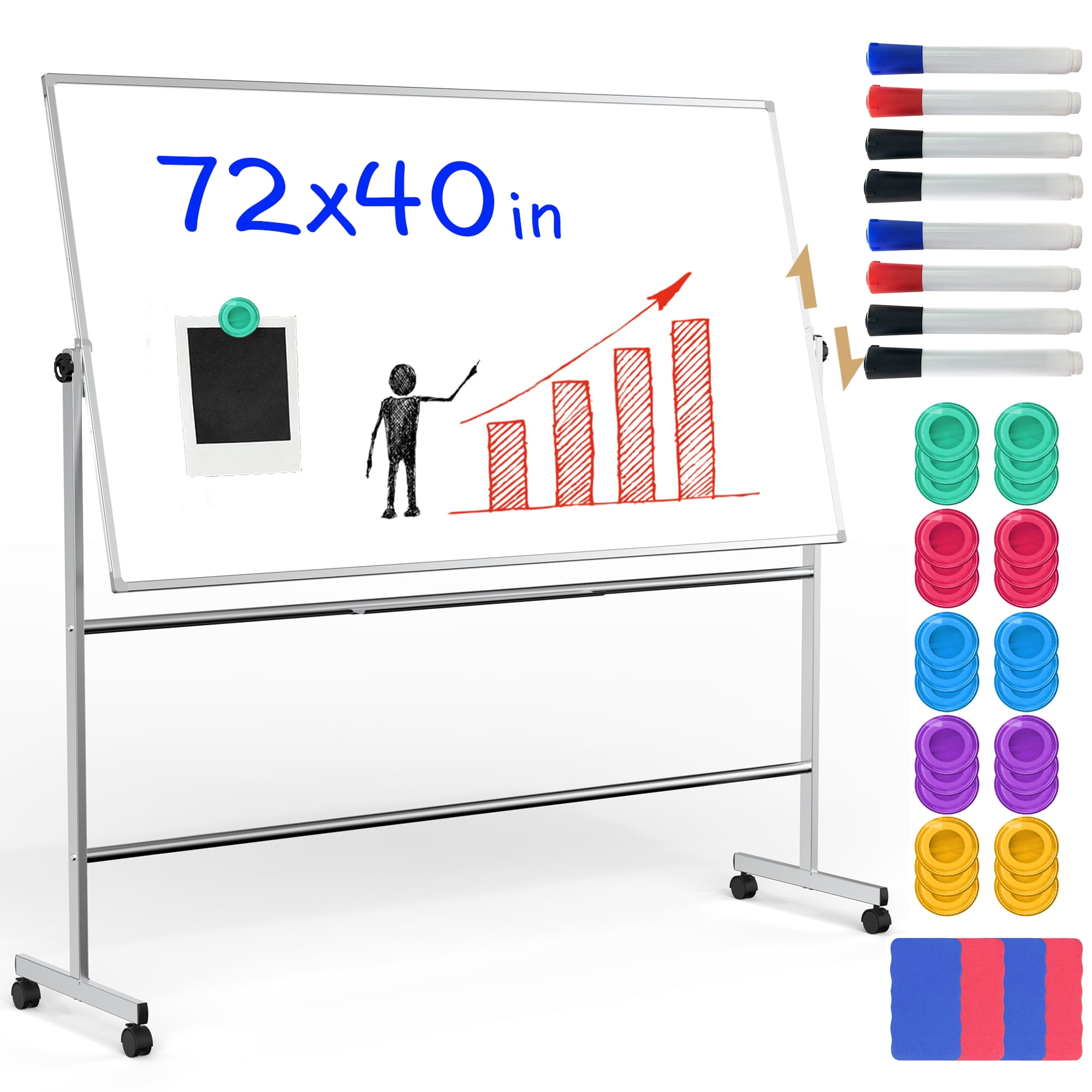 "TOWON Easy Movable DoubleSided Whiteboard 72""x40
