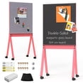 thumbnail image 1 of TOWON Double-sided Mobile Stand Whiteboard, 30"x38" Large Black Magnetic Glass Dry Erase Board + Grey Felt Pin Bulletin Board with Wheels, 1 of 10