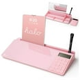thumbnail image 1 of TOWON Pink Desktop Glass Whiteboard with Calculator, Mirror, Organizer, Marker, Holder - Women Small Desk Dry Erase White Board for Memo, Notes, TODO List, Home Office Pizarra, 1 of 11
