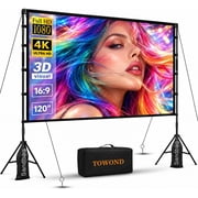 Towond 120 inch Projector Screen with Stand, 4K HD 16:9 Foldable Anti-Crease Indoor Outdoor Movie Screen, Portable Projection Screen for Backyard Theater, Camping, and Sports Viewing Parties