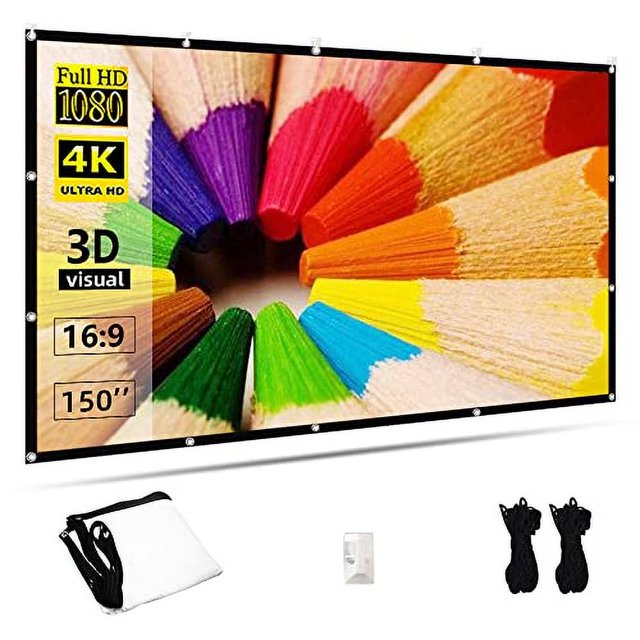 TOWOND Projector Screen 150 inch 169 HD 4K Foldable AntiCrease