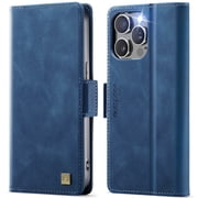 TOWOND Phone Case for iPhone 14 Pro Max Magnetic Wallet Phone Case Protective Leather Case with Card Holder Function Shockproof Flip Case Blue