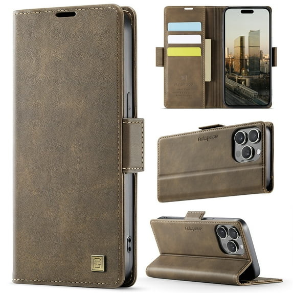 TOWOND Phone Case for iPhone 15 Pro Magnetic Wallet Phone Case Protective Leather Case with Card Holder Function Shockproof Flip Case Brown