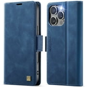 TOWOND Phone Case for iPhone 16 Pro Max Magnetic Wallet Phone Case Protective Leather Case with Card Holder Function Shockproof Flip Case Blue