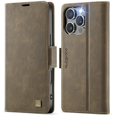 TOWOND Phone Case for iPhone 16 Pro Max Magnetic Wallet Phone Case Protective Leather Case with Card Holder Function Shockproof Flip Case Brown