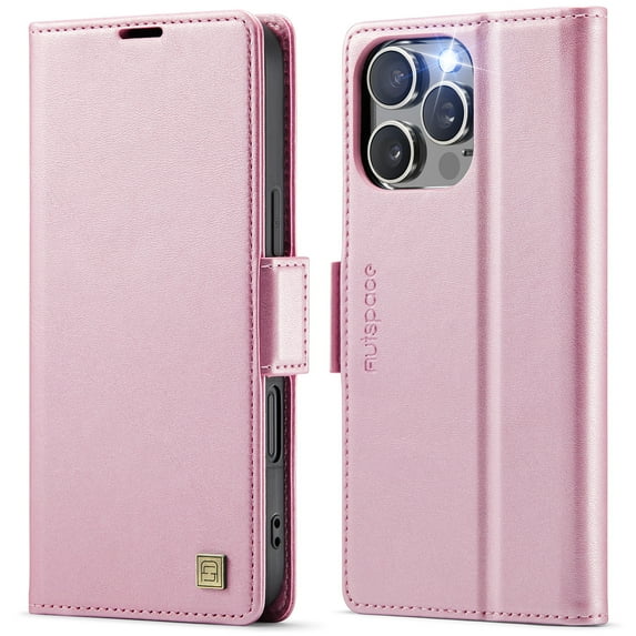 TOWOND Magnetic Wallet Phone Case for iPhone 16 Pro Max, Leather Flip Case with Card Holder, Shockproof, Pink