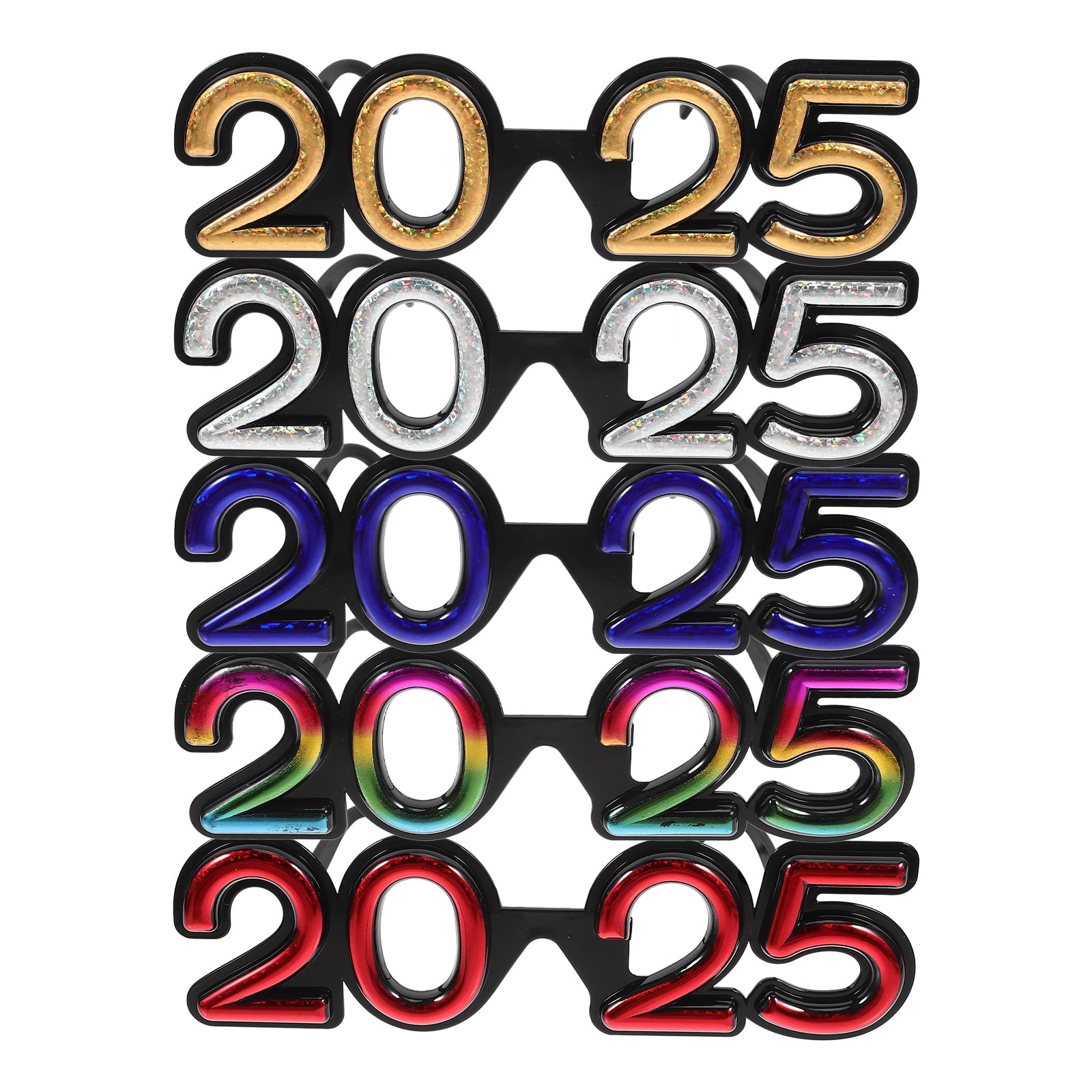 TOXMENT 5pcs 2025 Eyeglasses Plastic 2025 New Year Eve Party Glasses