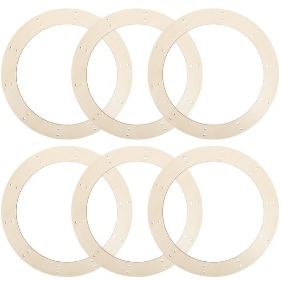 GOOHOCHY Craft Wreath Ring Wooden Wreaths Frames Beige 6Pcs 7.9In