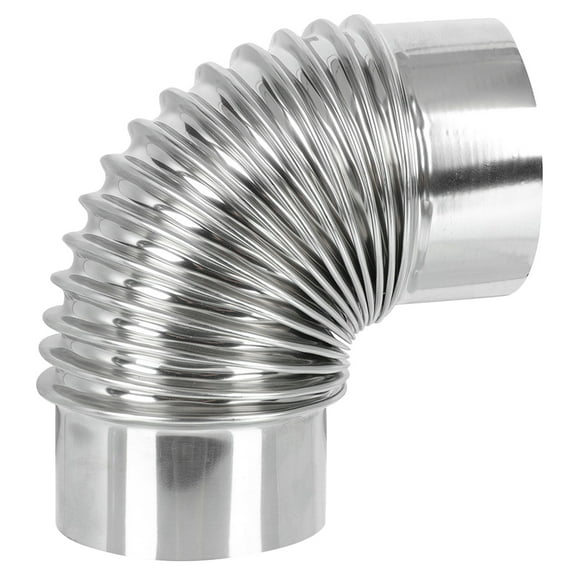 TOXMENT Stainless Steel Stove Exhaust Pipe 90 Degree Flue Extension Flexible Chimney