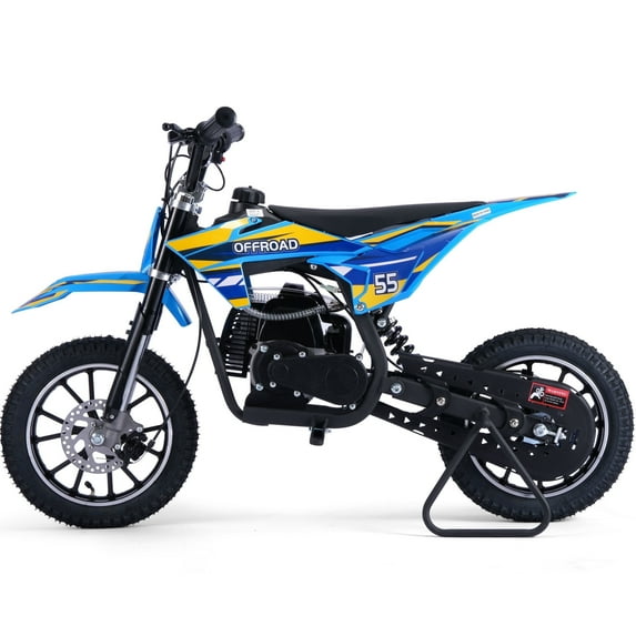 TOXOZERS 50CC Dirt Bike,Upgraded 2-Stroke Gas Powered Mini Bike for Kids 8+,Max Speed 25Mph,Support Up to 180lbs,Pull Start,Blue