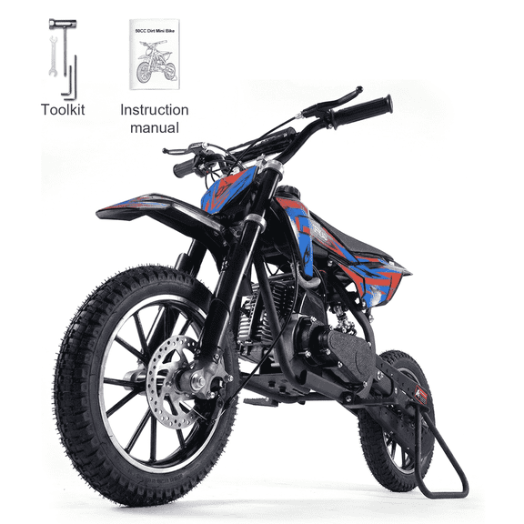TOXOZERS 50CC Dirt Bike,Upgraded 2-Stroke Gas Powered Mini Bike for Kids 8+,Max Speed 25Mph,Support Up to 180lbs,Pull Start,Red