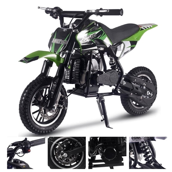 TOXOZERS 50cc Dirt Bike, 2-Stroke Off-Road Mini Pit Bike for Teens, Motorized Motocross with Dual Suspension and Front & Rear Disc Brakes, 150 lbs Capacity,25Mph