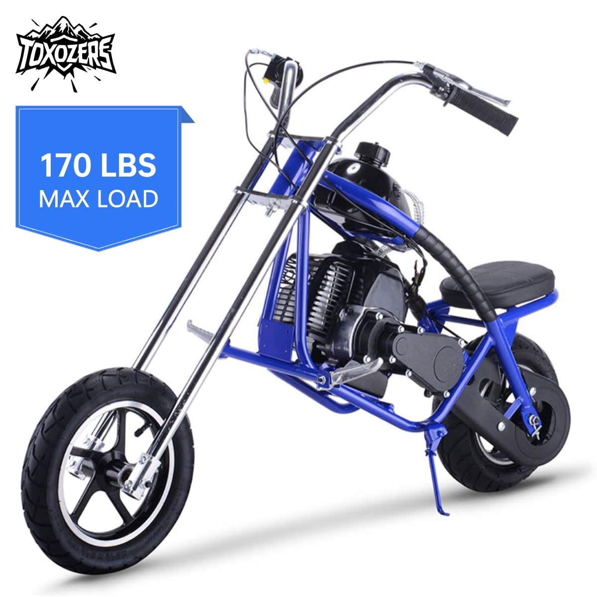 TOXOZERS 50cc Mini Bike,Gas-Powered EPA Approved Mini Dirt Bike with 12.5" 10" Tires,Pull Start,1L Tank,20MPH Top Speed,Blue