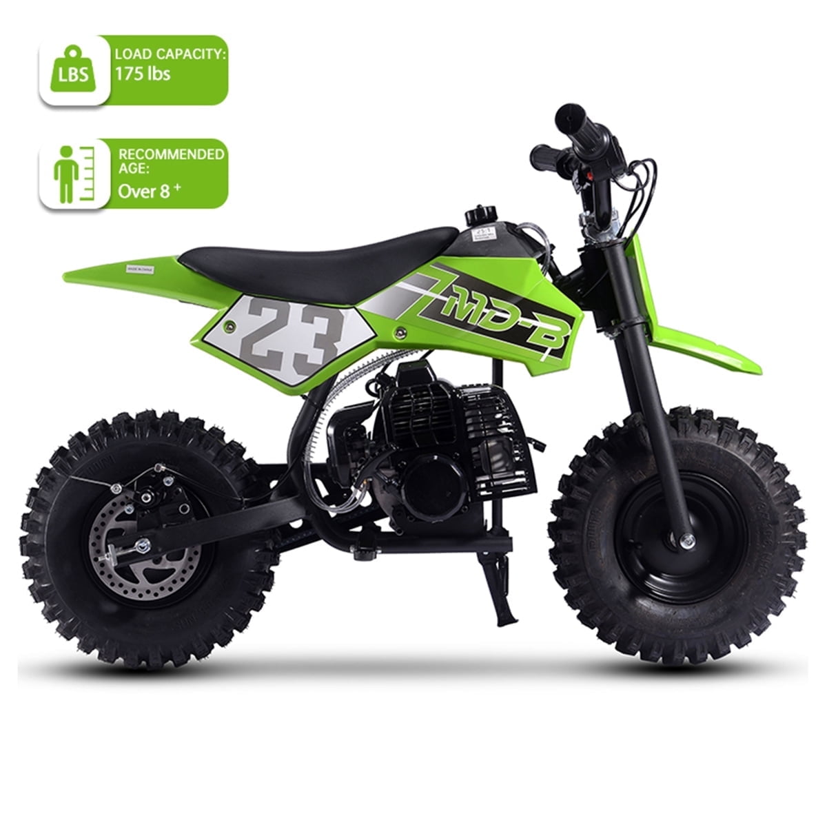 TOXOZERS Dirt Bike for Kids,Gas-Powered Mini Pit Bike with 13 Inch Knobby Tires,25 MPH,Rear Disc Brake,Supports up to 175 lbs,Begin-ner Off Road Motorcycle for Boys Girls,Green