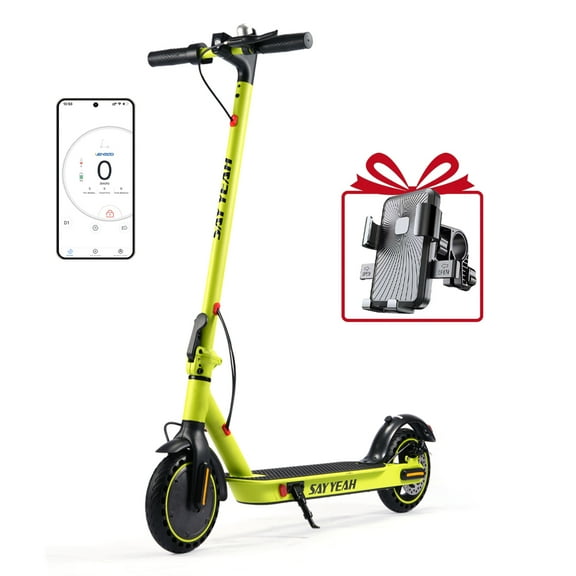 TOXOZERS Electric Scooter 350W Folding Commuter - 8.5" Solid Tires, Up to 19 MPH -Send the mobile phone stand-green