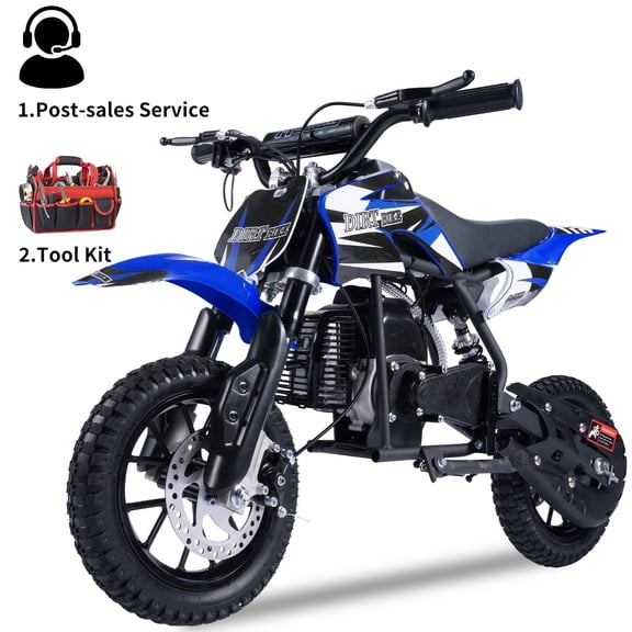 TOXOZERS Gas dirt bike,50CC 2-stroke Gas power Mini dirt bike,Top Speed 25 mph, Max Load 150 lb-Blue