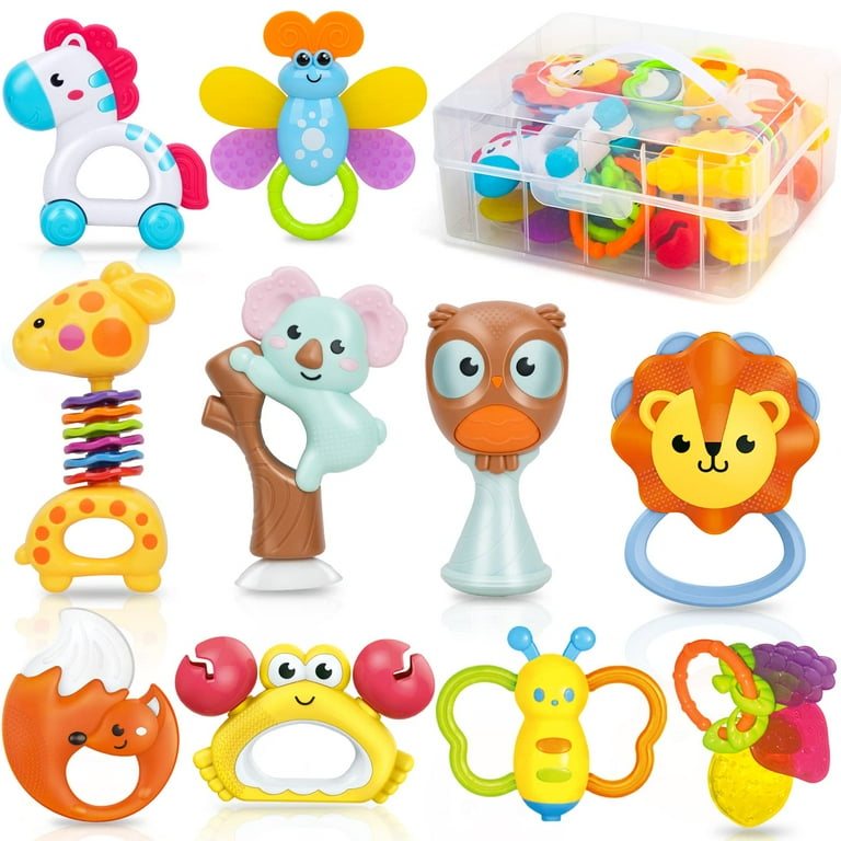 WISHTIME Baby Rattle Toys for Newborns - Baby Toys Rattles and Teethers for  Girls Boys 0-3-6-9-12 Months - Baby Rattle Set 8pcs - Infant Rattle