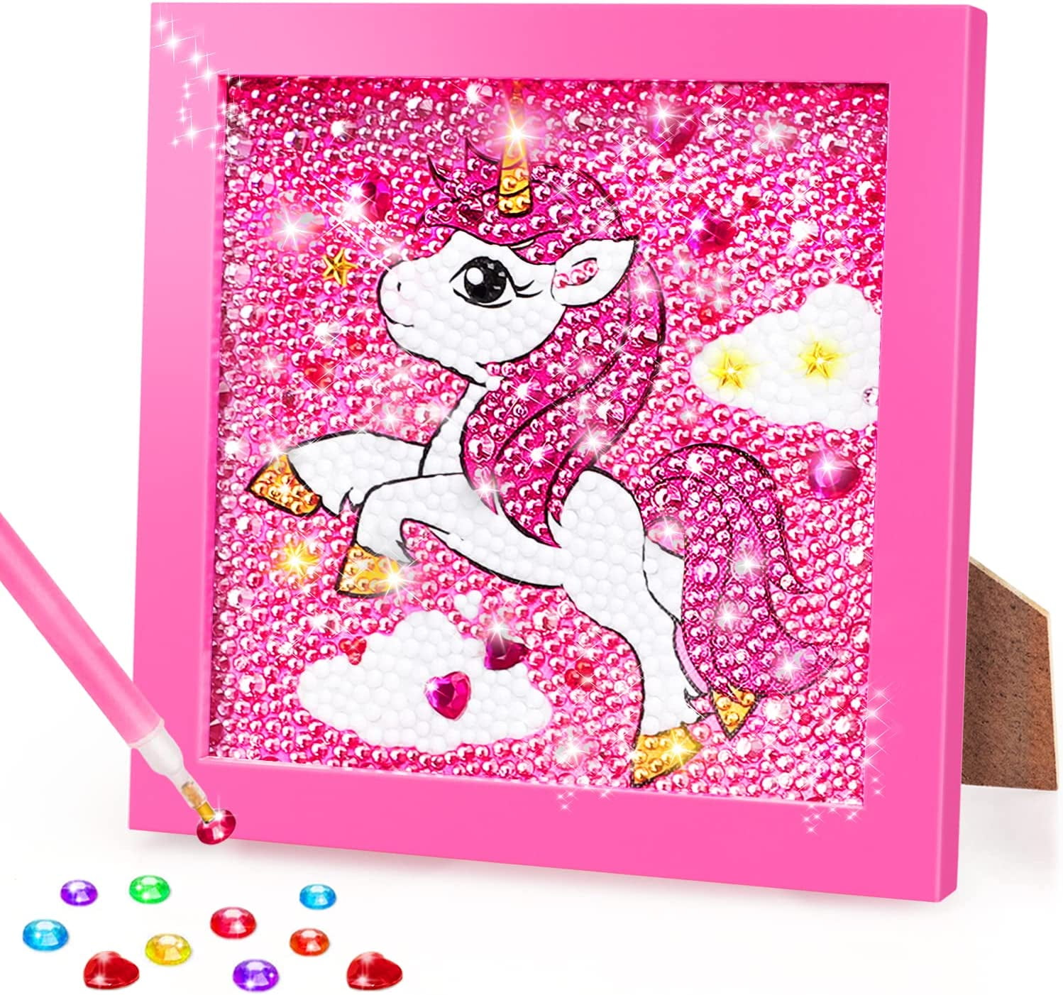 TOY Life 5D Diamond Painting for Kids with Wooden Frame, Art and