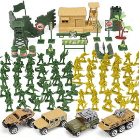 TOY Life Army Men Toys for Boys, Toy Soldiers Die Cast Vehicles Play Set 95 Pieces Army Toys, Army Men Action Figures Boys Gift for Holiday, Includes Army Guys Base Toy Props 4 Military Toy Vehicles