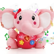 TOY Life Baby Toys 0 3 6 12 Months, Plush Elephant Infant Toys, Newborn Baby Musical Toys for Baby 6 to 12 Months, Light Up Baby Toys for Boys Girls Toddlers, Pink Baby Gifts for 0 3 6 9 12 Month