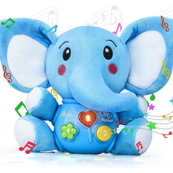 TOY Life Baby Toys 0 3 6 12 Months, Plush Elephant Infant Toys, Newborn Baby Musical Toys for Baby 6 to 12 Months, Light Up Baby Toys for Boys Girls Toddlers, Baby Gifts for 0 3 6 9 12 Month (BLUE)