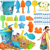TOY Life Beach Sand Toys for Kids Toddlers - Shark Beach Toys for Kids 3-10, Toddler Sandbox Toy with Sand Bucket, Beach Shovels, Animal Molds Sand Castle Toys, Mesh Bag, Sand Toy for Toddler Boy Girl