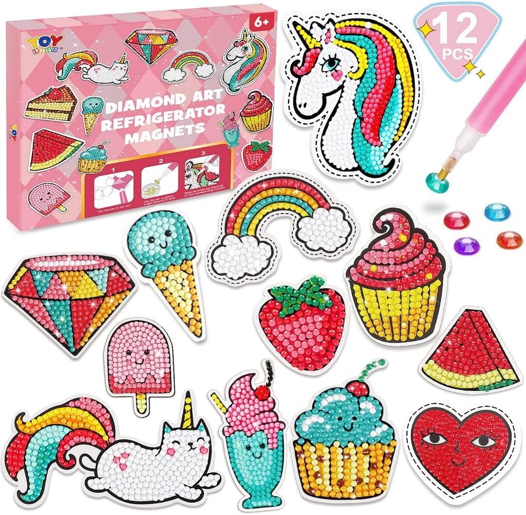 Nardoll Crafts for Girls Ages 8-12 - Diamond Painting Kits for Kids - 10pcs Make Your Own Gem Princess Keychains by Numbers DIY Arts and Crafts