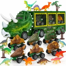 TOY Life Dinosaur Toy Truck for Kids 3 - 8 with Pull Back Car Toys, 9 in 1 Monster Truck for Boys and Girls, Dinosaur Transport Truck for Kids, Dinosaur Toys for Kids 3-7