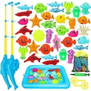 TOY Life Kids Magnetic Fishing Game with Toy Fishing Pole, Fishing Toy for Toddlers,Toddler Fishing Game, Pool Fishing Game, Water Toys for Kids,Outdoor Fishing Games for Kids 3-5,Fishing Bath Toy
