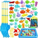 Magnetic Fishing Toys, 40pcs Kids Fishing Game Set with Rod and Net,  Outdoor Plastic Floating Fish Pond Toy 4 5 Toddlers 6 Years Old - Kideno