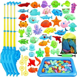 Baby Bath Toys, Freekite Fishing Game Set with 8 Cute Little Sea Animals  and a Fishing Net, Toddler Bath Pool Beach Bathtub Toys for 1 2 3 4 5 Years