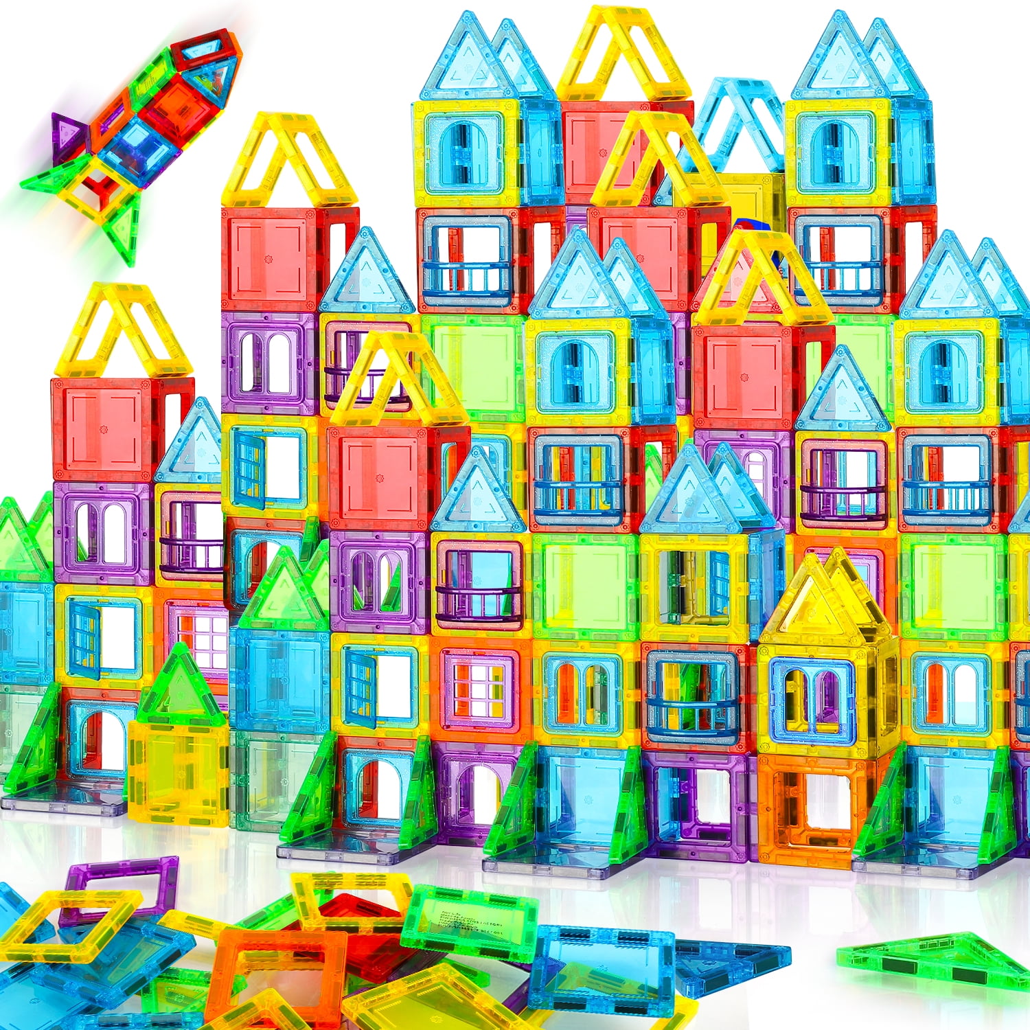 TOY Life Magnetic Tiles for Toddlers 3-5 Magnetic Blocks for Kids Ages 4-8 STEM Magnet Blocks Magnet Tiles Magnet Toys Kids Magnetic Building Tiles Building Blocks Kids Games for Boy Girl