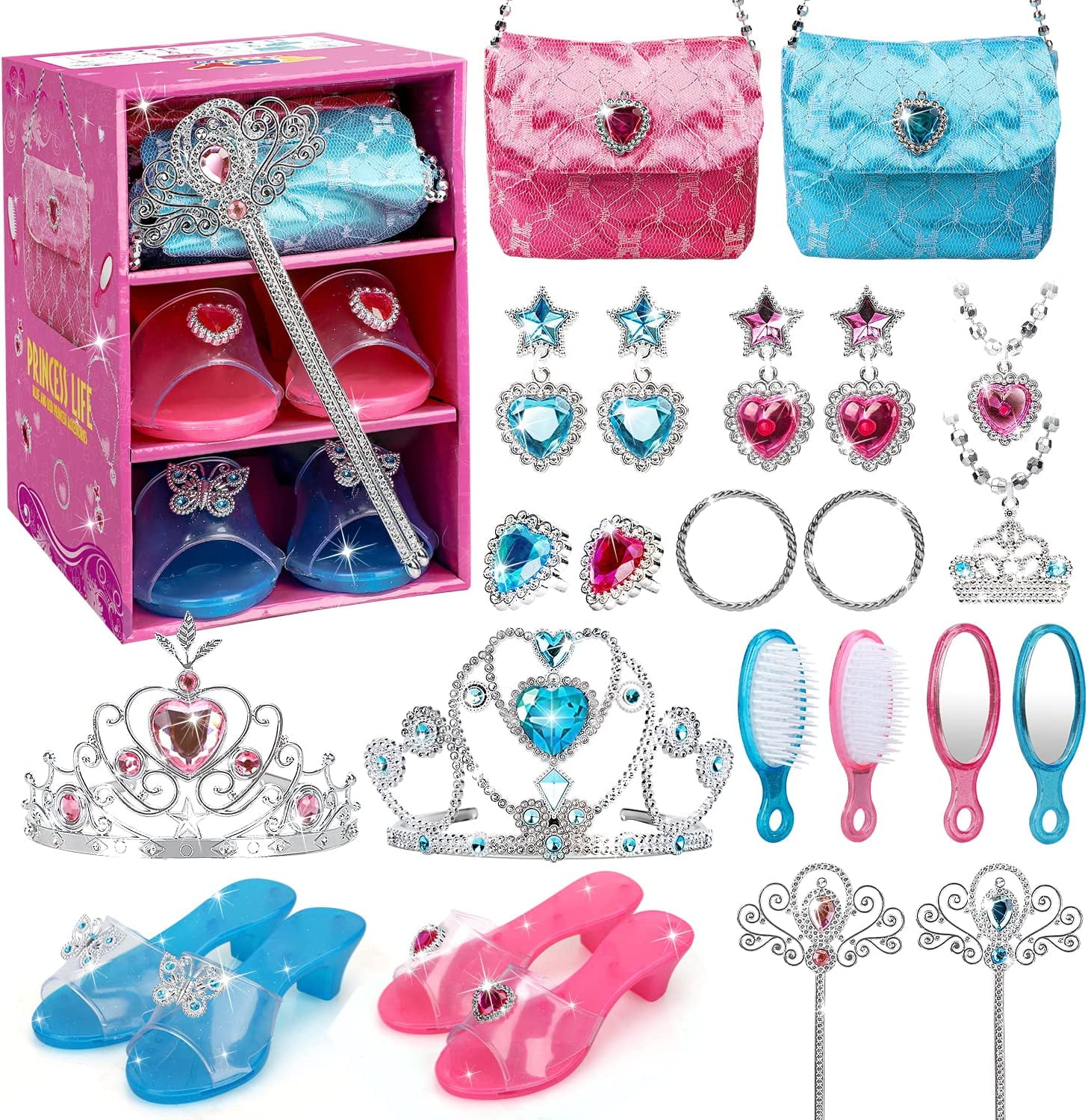 TOY Life Princess Toys for Girls with Princess Crown Play Jewelry for ...