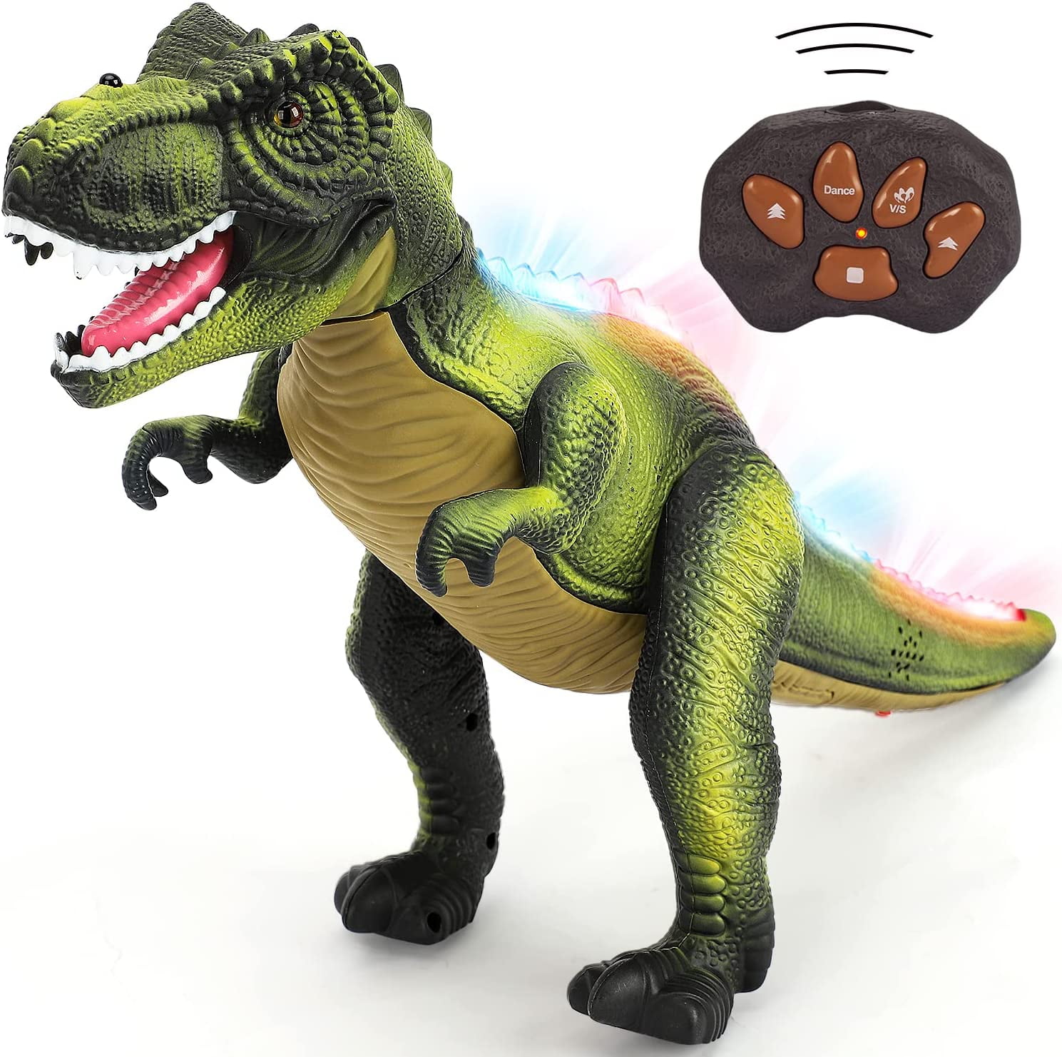 TOY Life Remote Control Dinosaur Toys for Kids, Light Up \u0026 Realistic Roaring Sound T rex Robot Dinosaur Toy for Boy, Kids Toys for 3 4 5 6 7 Years Old Boys, Christmas Dinosaur Gifts for Boys (Green)