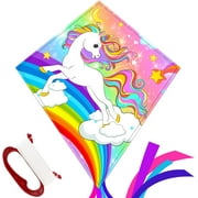 TOY Life Unicorn Kite for Kids Easy to Fly Large Kids Kite - Kites for Kids and Adults Easy to Fly Big Beach Kites for Kids Age 4-8-12 Idea Gift for Children Outdoor Game Activities Beach Trip