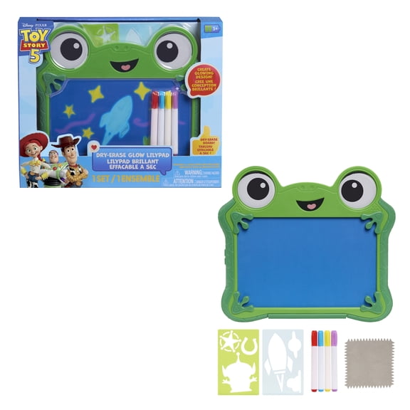 Disney and Pixar Toy Story 5 Glow Lilypad Dry Erase Drawing Board, Lights Up with Neon Markers and Stencils, Kids Toy Ages 3+