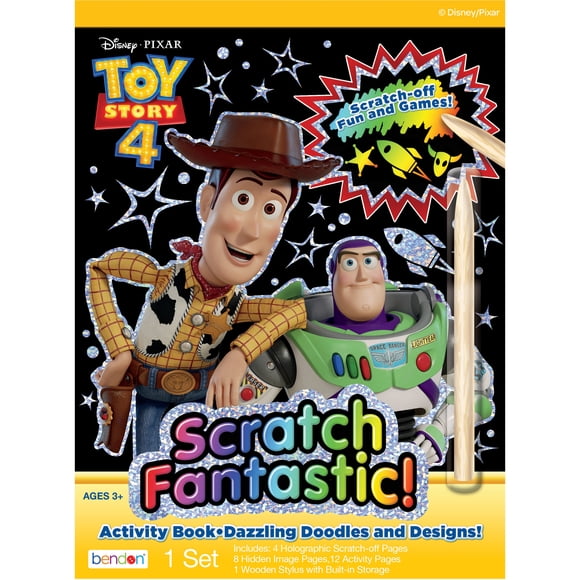 Disney Pixar Toy Story Scratch Fantastic Activity Book, 24-Pages with Wooden Stylus