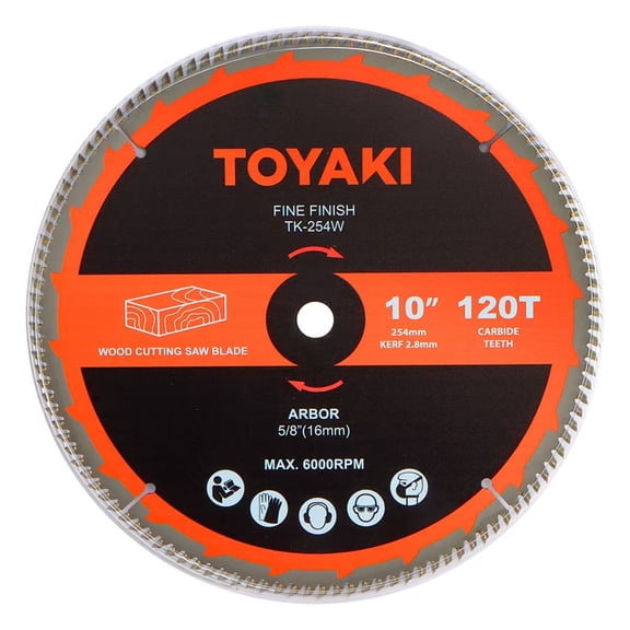 TOYAKI 10-Inch 120-Tooth Miter Saw Blade, Ultra-Fine Finish Professional Woodworking Saw Blade for Miter Saws Table Saws and Circular Saws