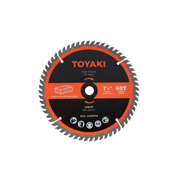 TOYAKI 7-1/4-Inch 60-Tooth Circular Saw Blade,  Ultra-Fine Finish Professional Woodworking Saw Blade for Miter Saws Table Saws and Circular Saws