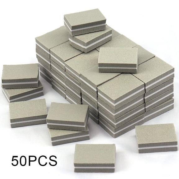 TOYAN 50 pieces of mini tofu cubes, small sponge cubes, two-sided nail polishing, nail polishing, nail polishing and rubbing nail files