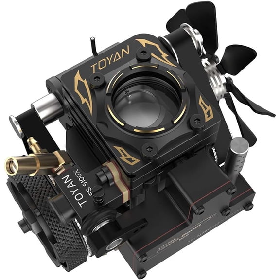 TOYAN FS-S100AT Single-Cylinder 4-Stroke Engine Model 5th Anniversary Ed. with Visible Combustion Chamber, Adjustable Carburetor, All-Metal CNC Build. For RC Car/Ship, Teaching Demo