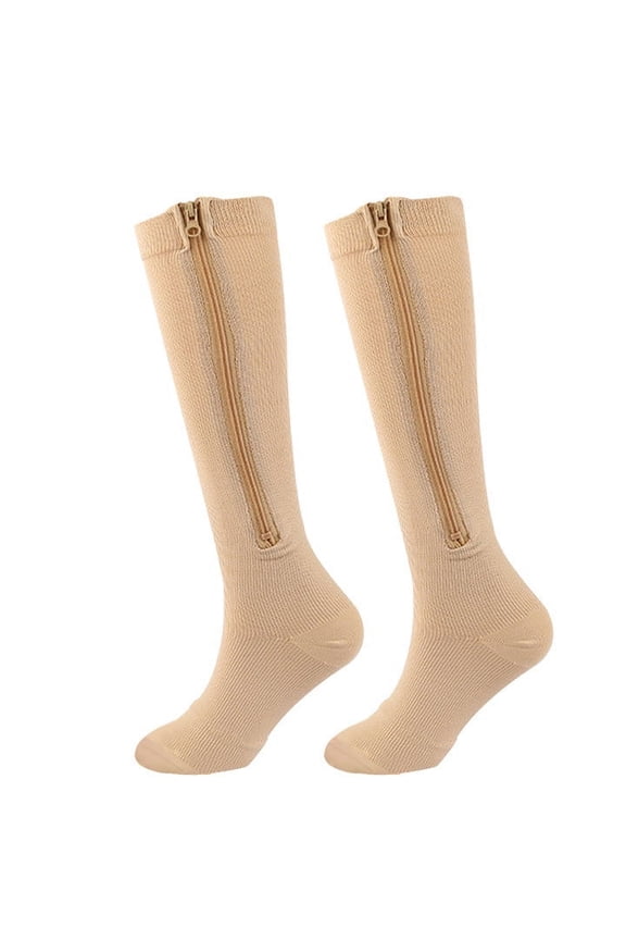 Long thermal warm toe zipper pressure socks cycling sports non-slip calf socks-1Packs