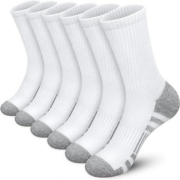 TOYAN Men's socks large size cotton socks men's sports mid-calf socks students black and white long socks autumn and winter-5Packs