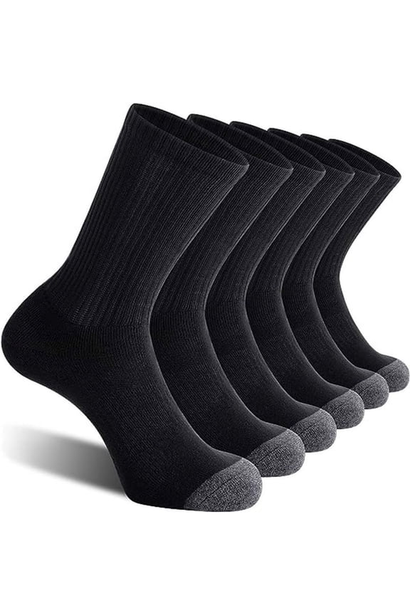 Men's socks large size cotton socks men's sports mid-calf socks students black and white long socks autumn and winter-5Packs
