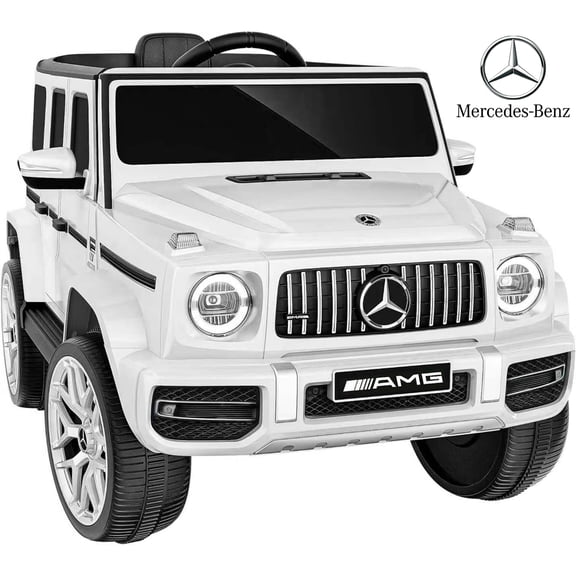 TOYBSNR 12V Electric Car for Toddler, Mercedes-Benz G63 Licensed Ride on Toys for Toddlers, Kids Power Ride on Car with Remote Control & High Window & LED Lights & Music, White