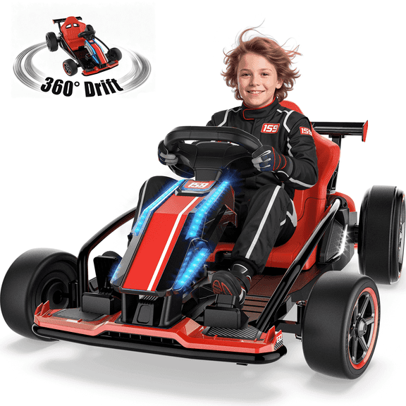 TOYBSNR 24V Electric Drift Go Kart for Kids 6-14, 24V Drift Car Ride On Racing Kart for Big Kids, Adjustable Seat, 9.3 MPH,Red