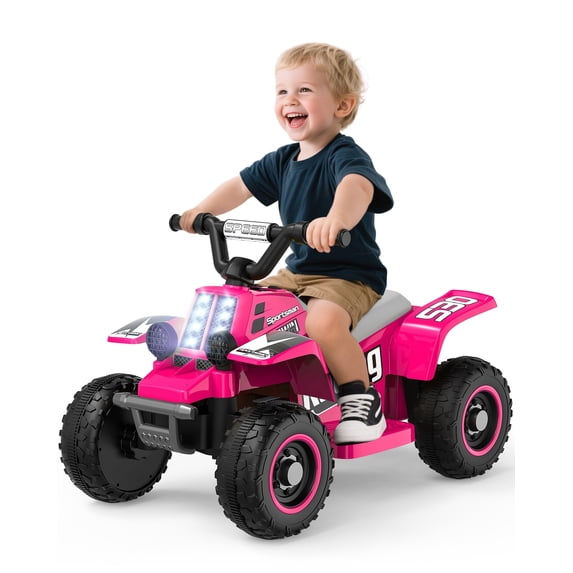 TOYBSNR 6V Ride on ATV Toys, Toddler Car, Ride on Car w/ Music Player, Electric Car for Boys Girls Aged 1-3 Years, Pink